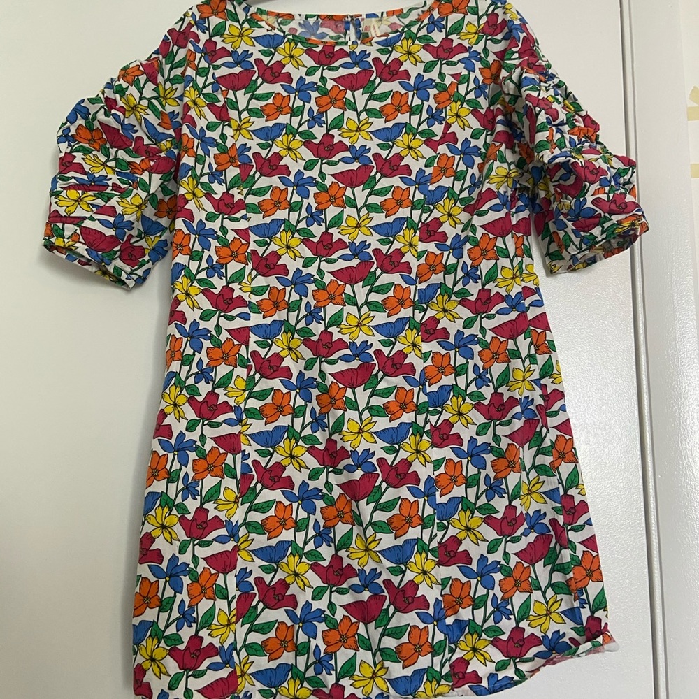 Floral Boho Mini Dress Rouched Sleeves